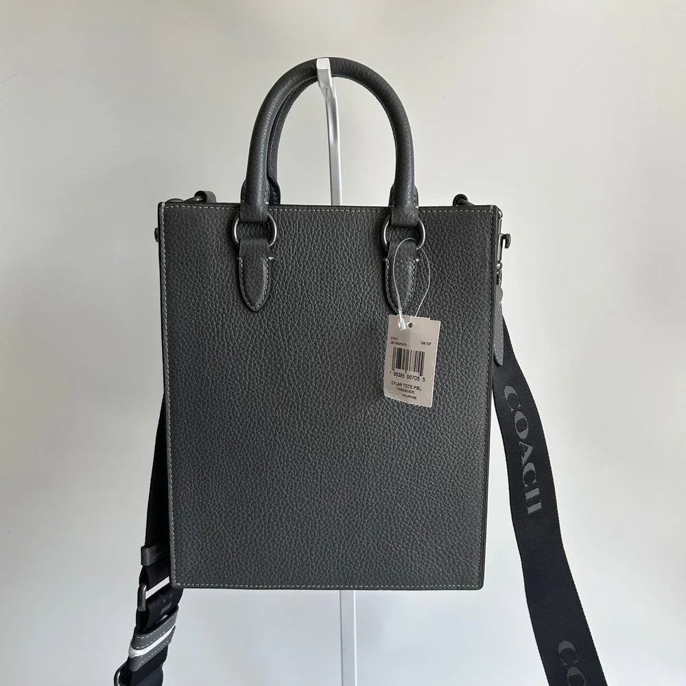 Coach Dylan Tote Graphite Grey Pebbled Leather Crossbody Bag NEW